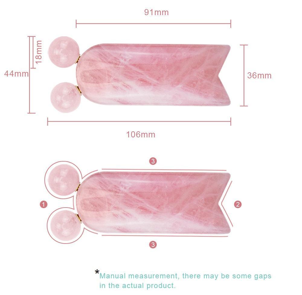 Kitty World's First Gua Sha with Roller - Rose Quartz