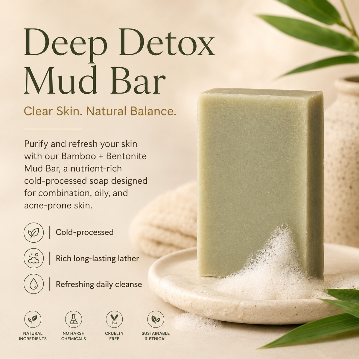 Barre de bambou + boue de bentonite