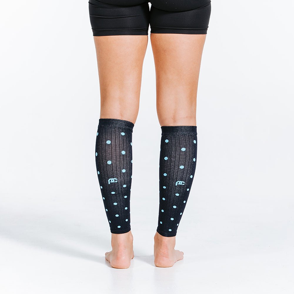 Calf Sleeves, Navy Dots