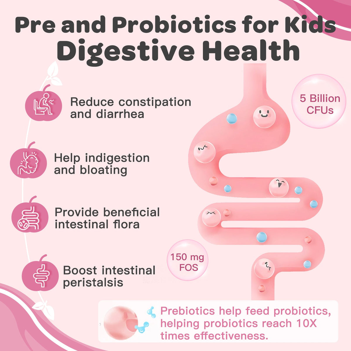 Kids Probiotics 5 Billion CFUs, 5 Strains with 12 Vitamins & Minerals, Peach, 90 Gummies
