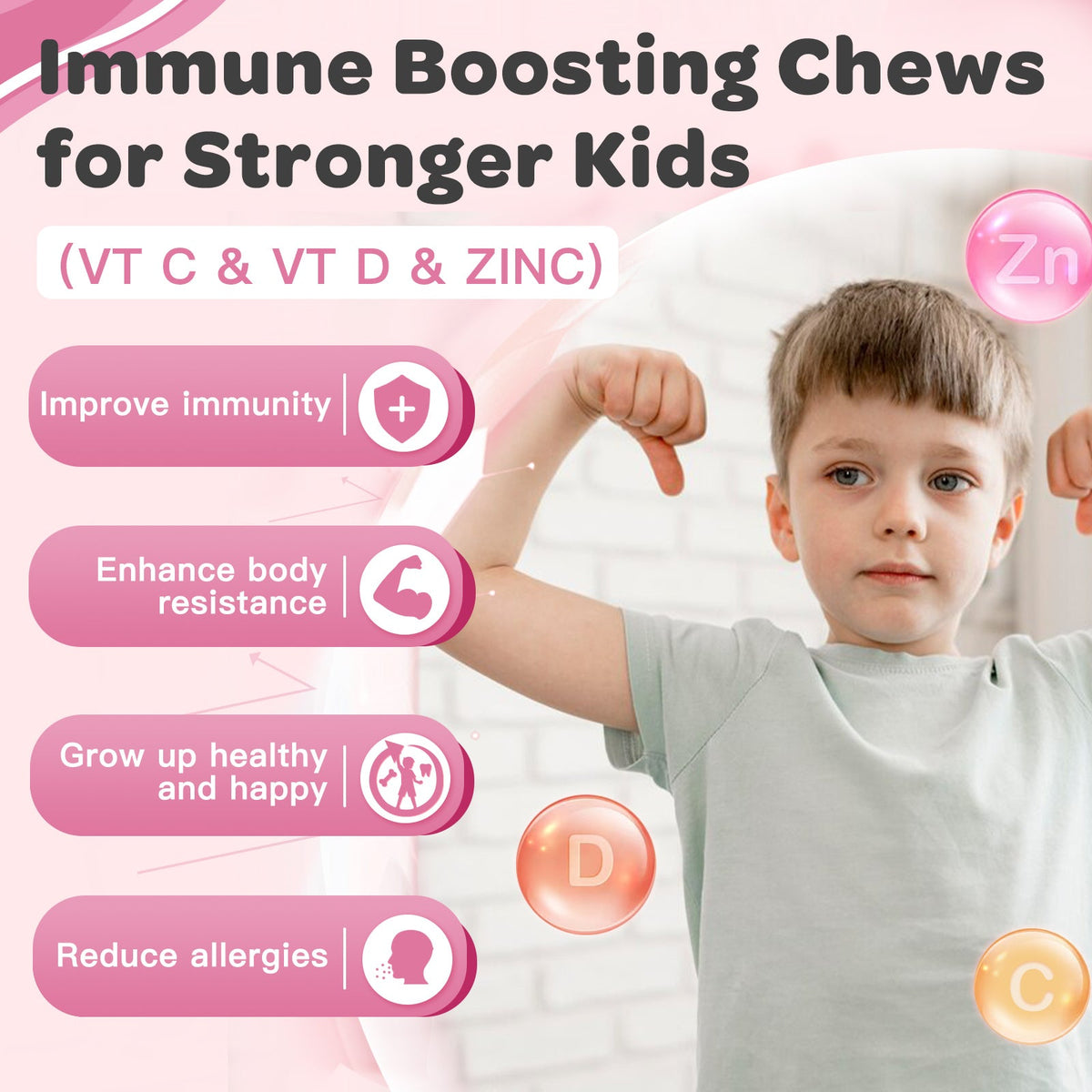 Kids Probiotics 5 Billion CFUs, 5 Strains with 12 Vitamins & Minerals, Peach, 90 Gummies