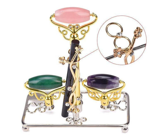 Limited Edition - Magic Wand - Jade, Rose Quartz, Amethyst Facial Roller w/ Stand