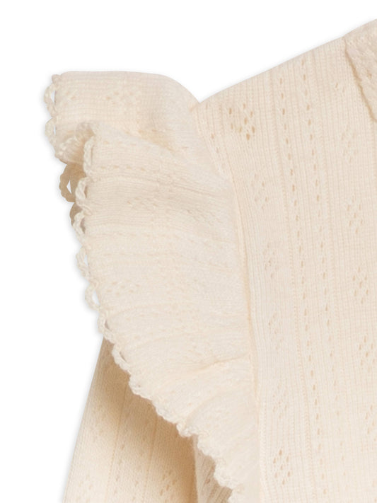 Addy Pointelle Flutter Sleeve Footed Romper