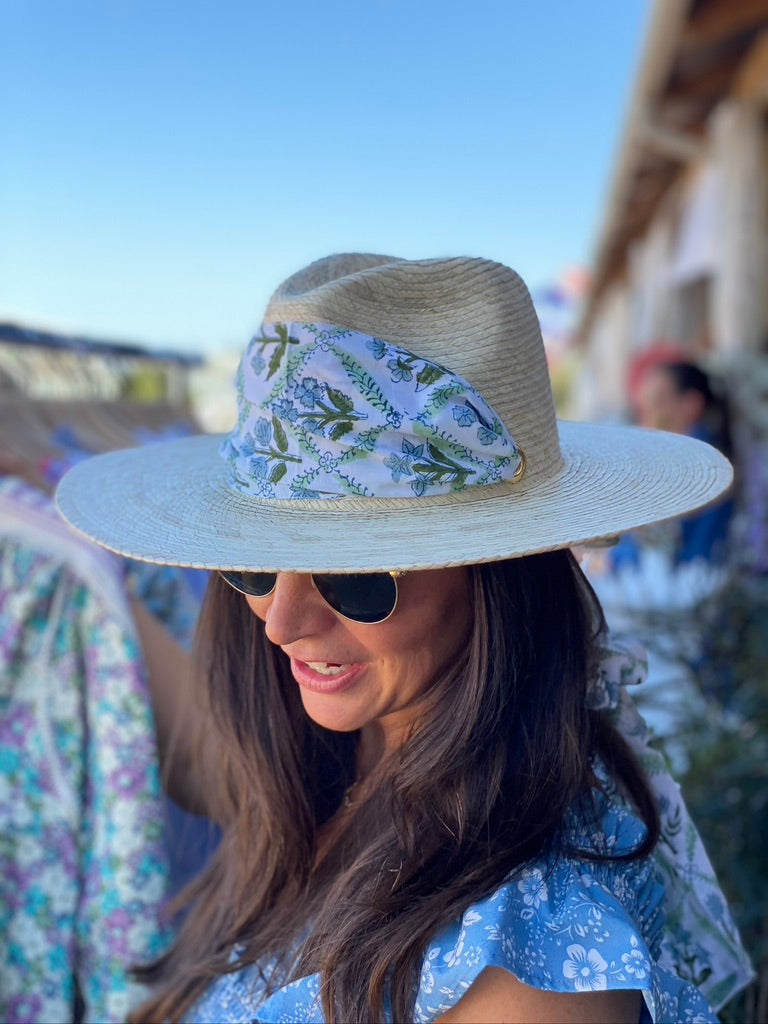 Zinnia Sun Hat - Wide & Short Coral Grosgrain Ribbon
