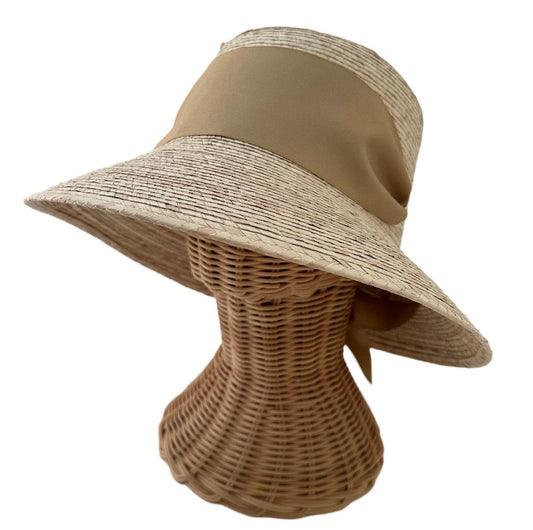 Clematis Bucket Hat - Tan/Camel Wide & Short Grosgrain Ribbon