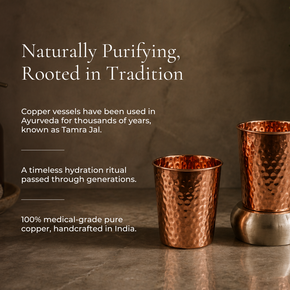 100% Pure Copper Cups - Diamond Design