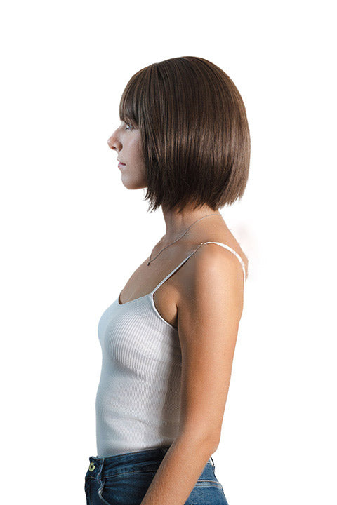 JBEXTENSION 10 Inches Short Bob Cut Brown Wig CATIA BROWN
