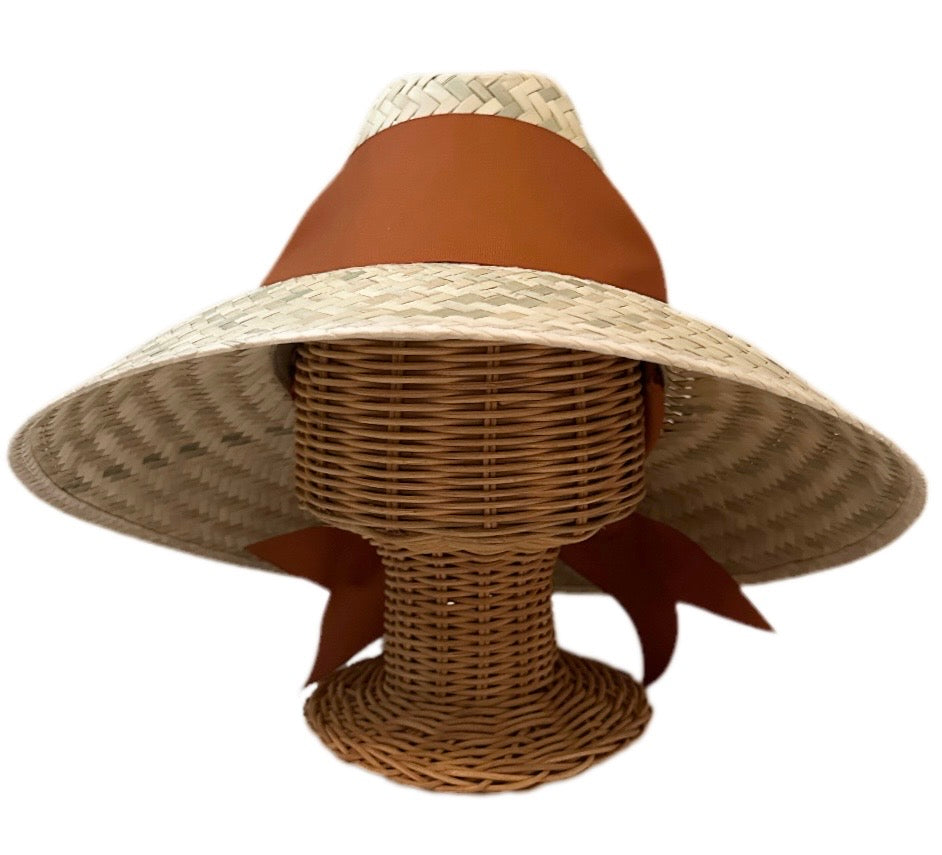Sombrero para el sol Begonia - Cinta de grogrén ancha y corta en color naranja quemado/óxido