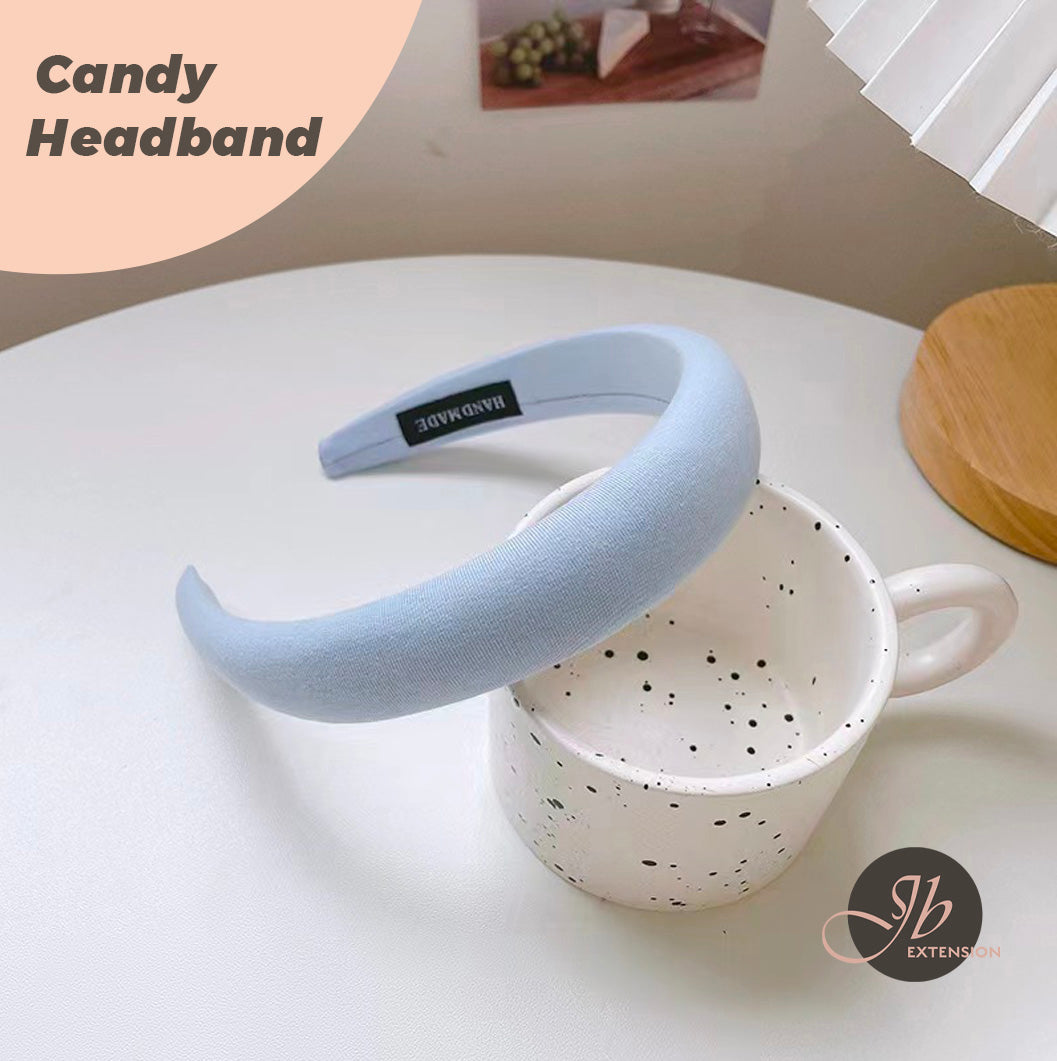JBextension Padded Candy Headbands for Women, Wide Plain Turban Headband Fashion Hair Bands Headwear Barrette Styling Tools Accessories with Solid Colors