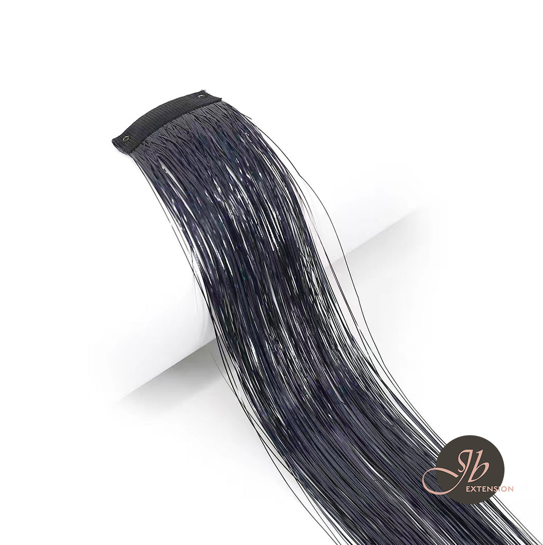 JBextension Hair Tinsel Clip in Extensions Pink Sparkle Highlights for Hair 18 Inch Multi-Colors Synthetic Hair Extensions for Party, Christmas, New Year, Halloween, Cosplay