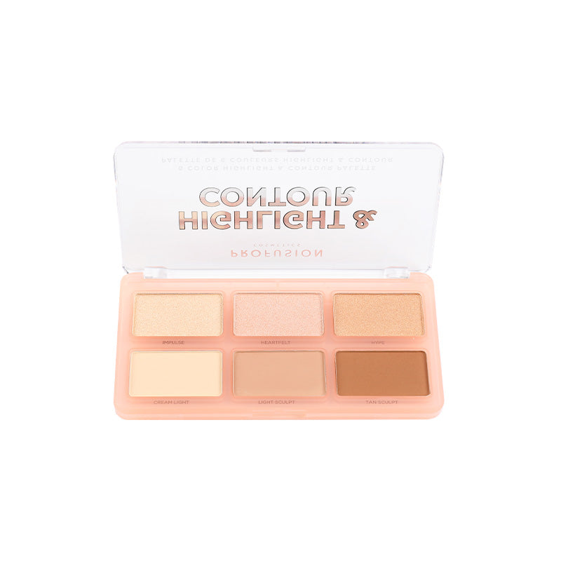 Paleta de 6 tonos para iluminar y contornear el rostro
