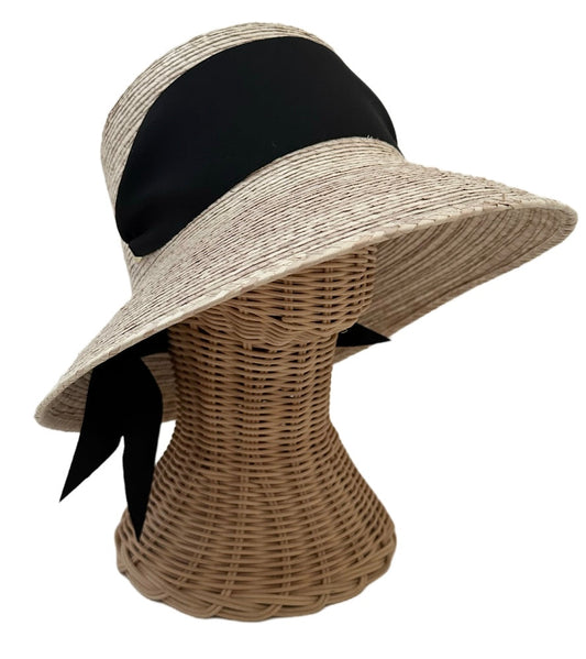 Clematis Bucket Hat - Black Wide & Short Grosgrain Ribbon