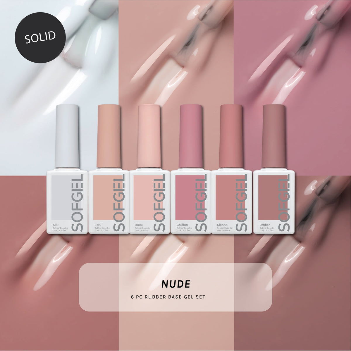 Nude Rubber Base Gel | Set of 6 Colors