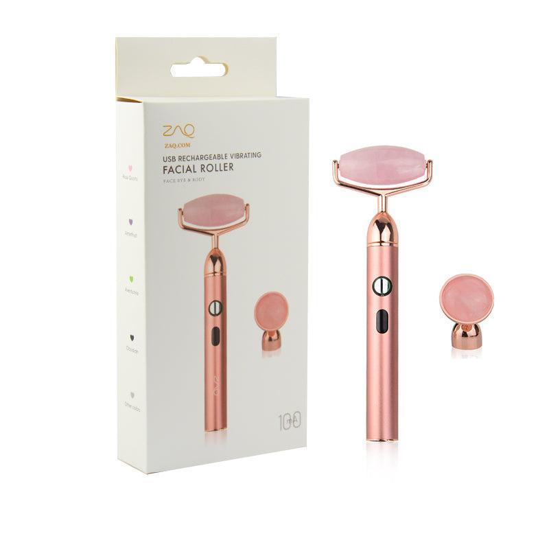 ZAQ Sana Rose Quartz USB Rechargeable Vibrating Changeable Face Rollers - 3 Speed