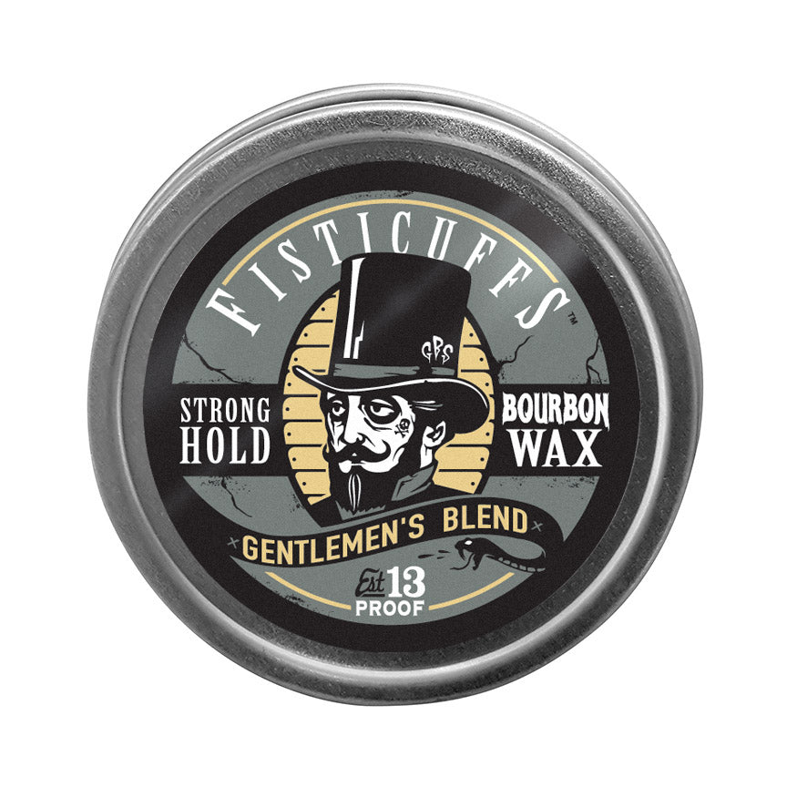 Cera para bigote de fijación fuerte Fisticuffs™ Gentlemen's Blend, lata de 1 oz