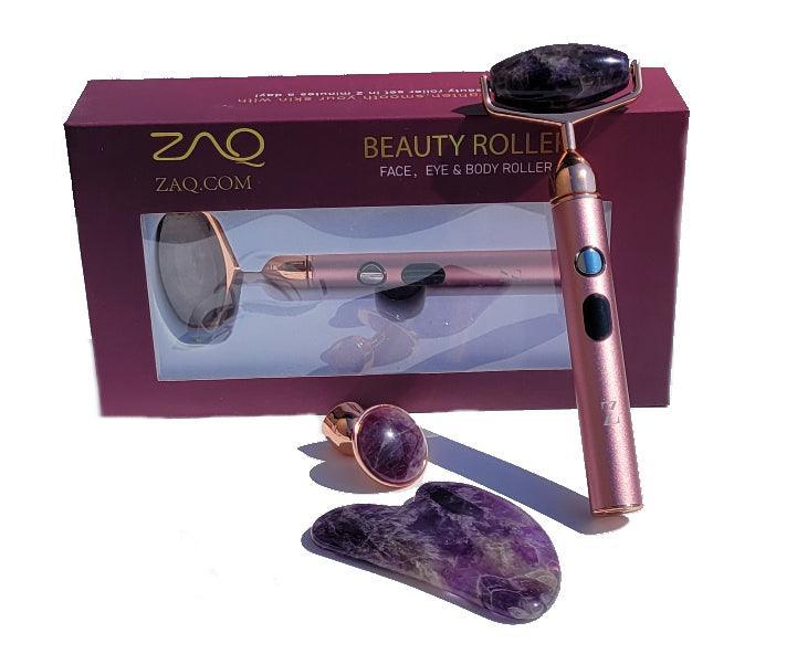Rodillos faciales vibratorios intercambiables de amatista Sana con Gua Sha