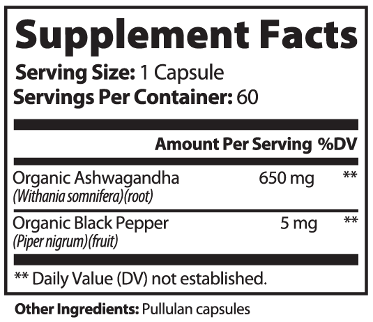 AshwaZen Organic Ashwagandha | (60 Count)