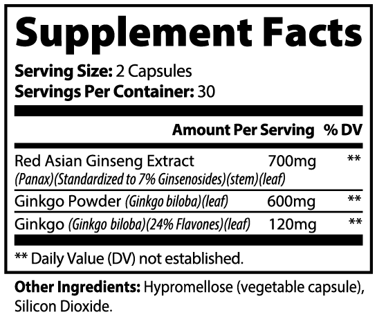Cerevra Capsules : Ginseng & Ginkgo Biloba | 60 Count
