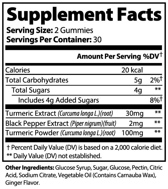 Gomitas de cúrcuma Curmerra | Suplemento de curcumina para la comodidad y movilidad articular | 60 unidades