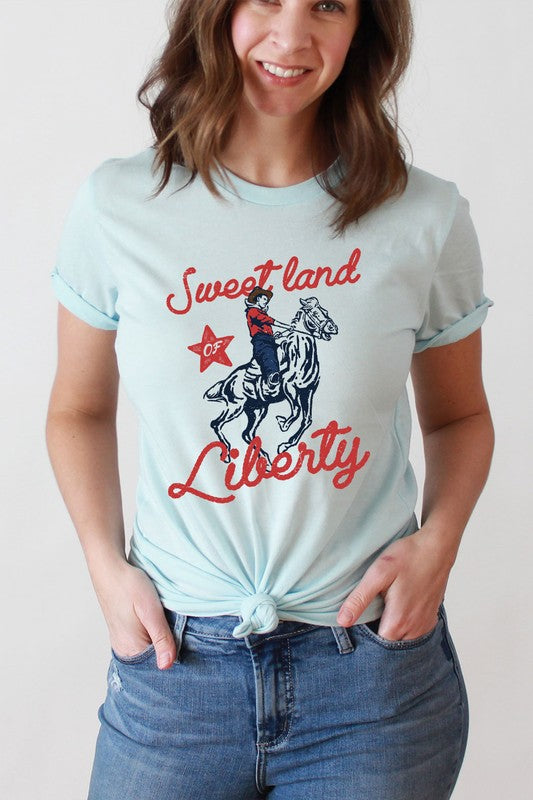 T-shirt graphique basique « Douce terre de liberté »