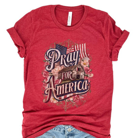Pray for America Country Barn Christian T-shirt