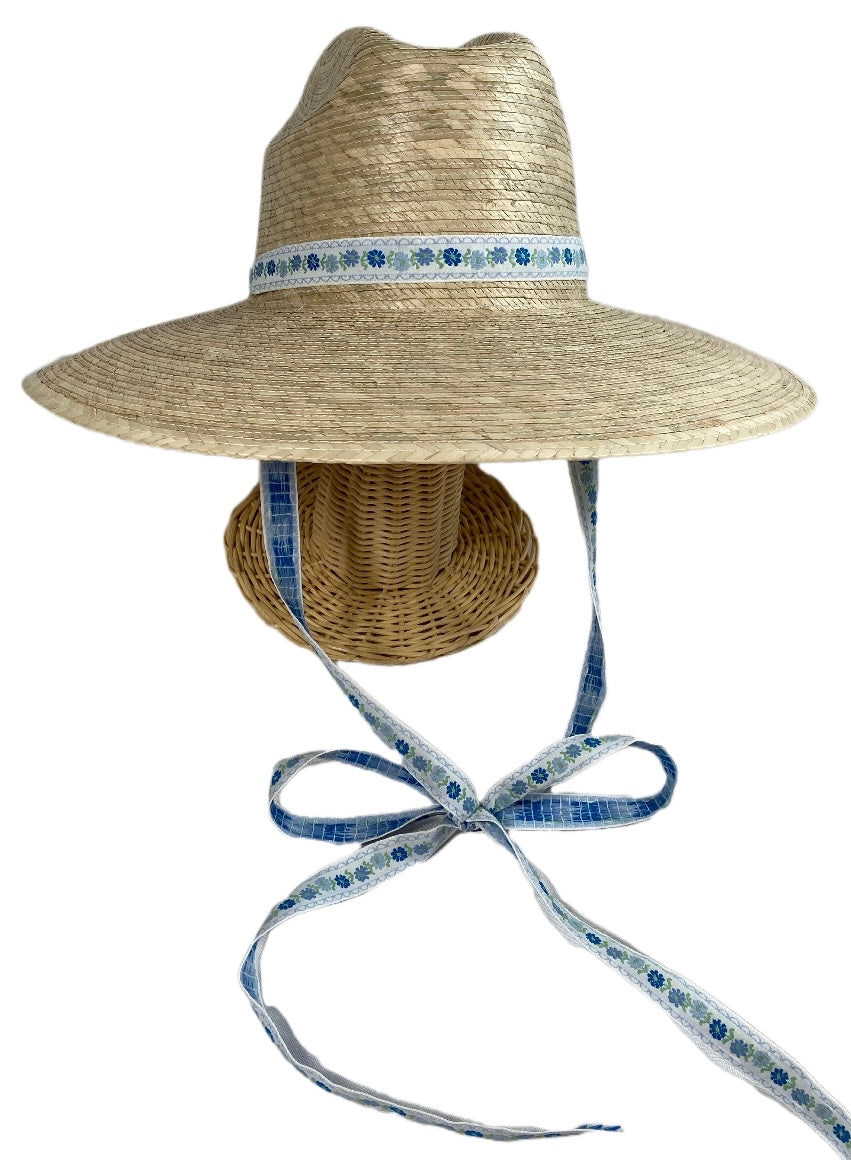 Vintage Blue Primrue Floral Ribbon - Long