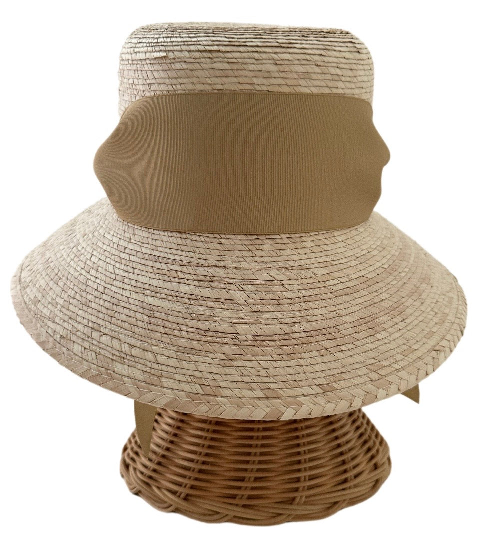 Chapeau bob Clématite - Gros grain large et court beige/camel