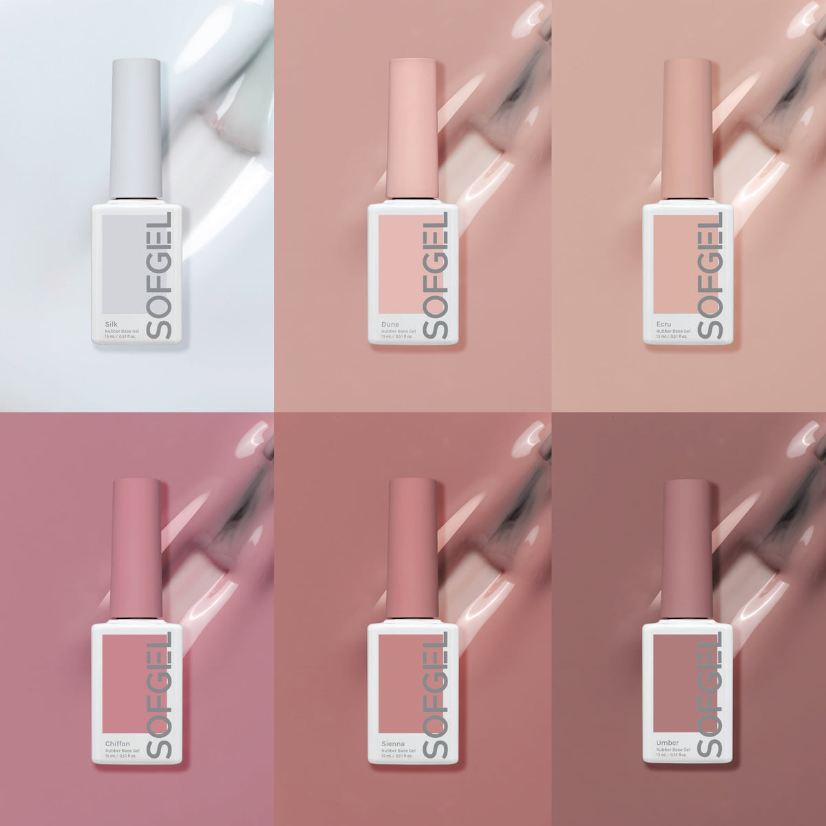 Nude Rubber Base Gel | Set of 6 Colors