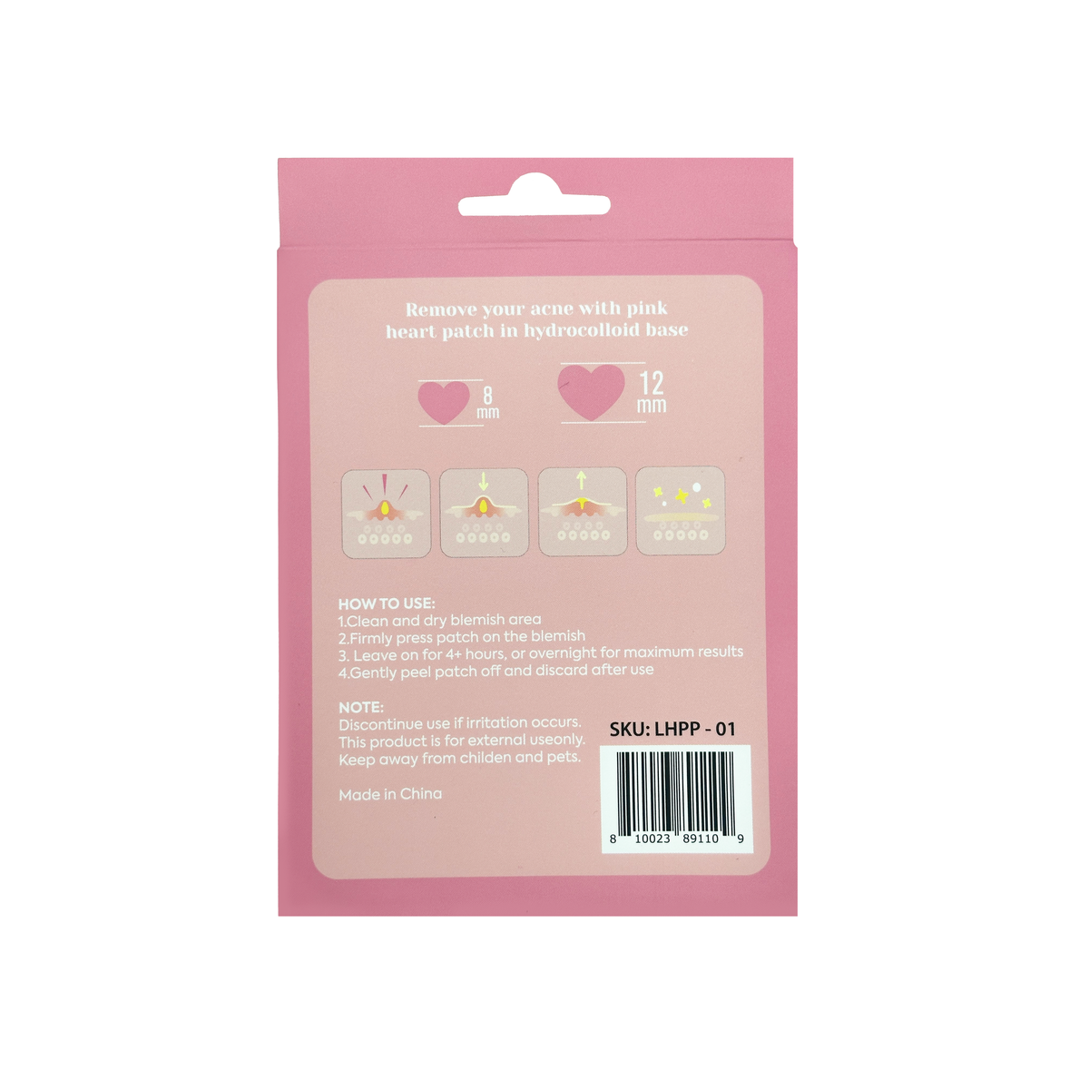 Parches para granos con forma de corazón rosa