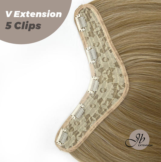 JBEXTENSION 20 Inches Hair V Extensions 5 Clip-in Straight Hair Extension With Clips 160g