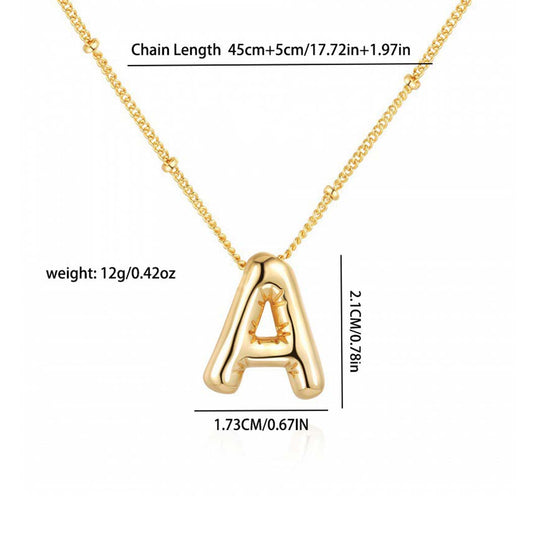 JBextension Golden Color Bubble Letter Necklace for Women, Balloon Initial Letter Pendant Necklace Dainty Charm Initial Necklaces for Women Trendy Chunky Custom Name Necklace Gold Color Necklaces for Women