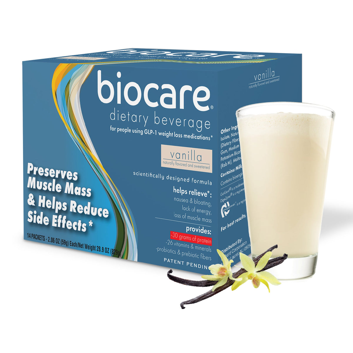 Bebida dietética Biocare de vainilla con 30 g de proteína (14 porciones)