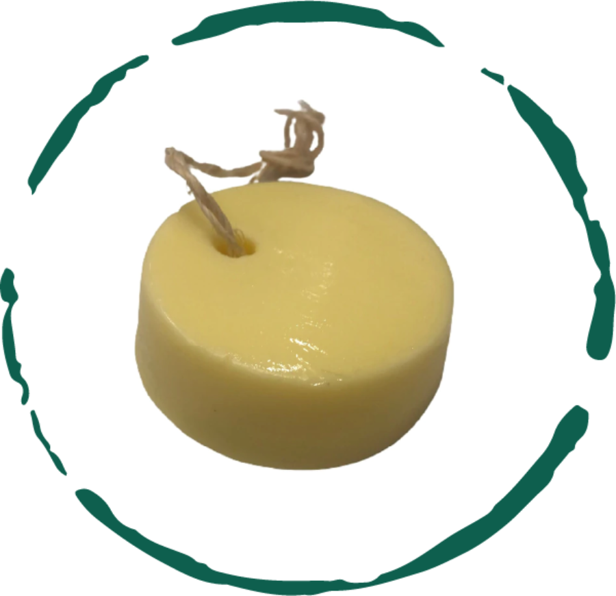 Pastilla de jabón tranquilizadora. Aceite de trigo, oliva y almendras.