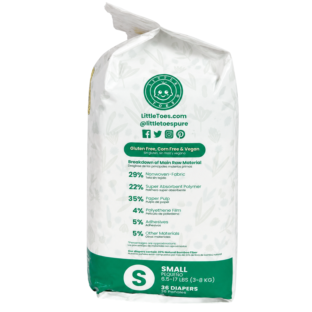 Little Toes® Natural Bamboo Diapers — 36 Pack