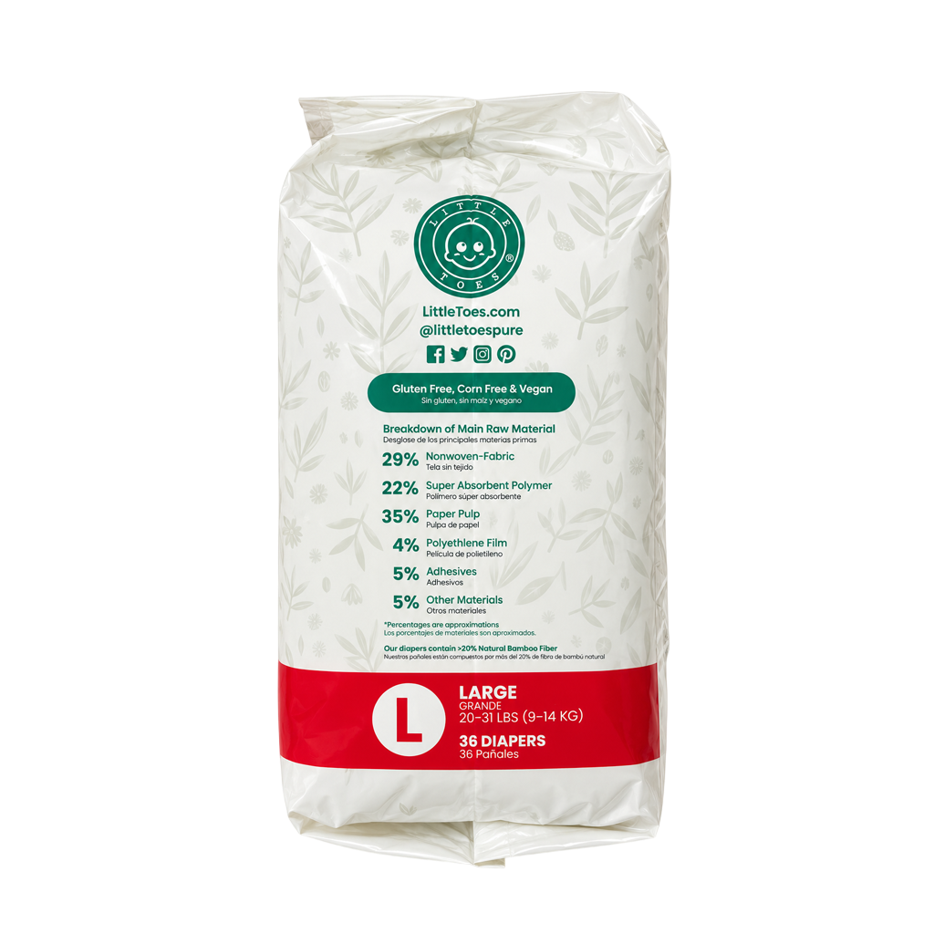 Little Toes® Natural Bamboo Diapers — 36 Pack