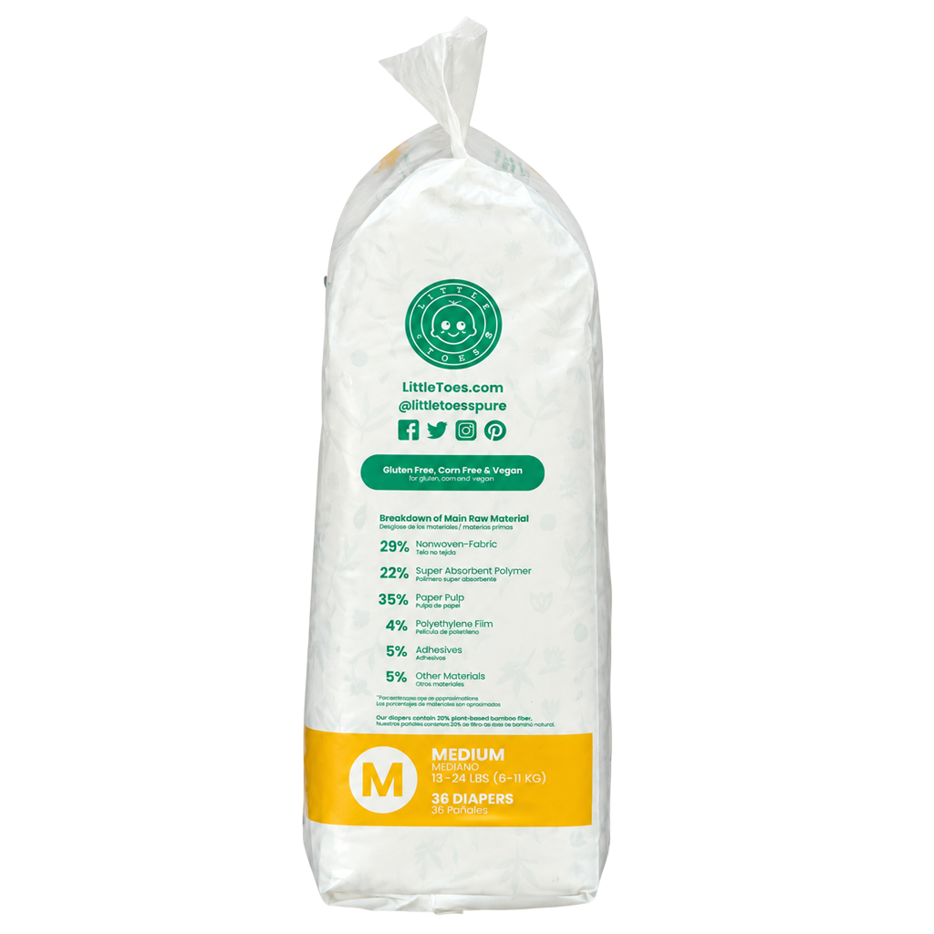 Little Toes® Natural Bamboo Diapers — 36 Pack