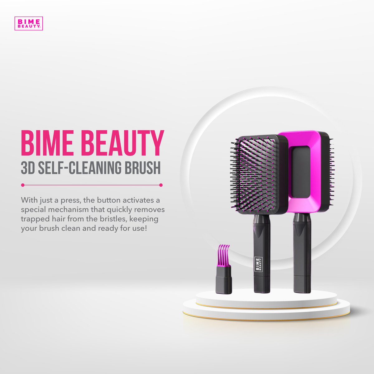 Brosse à cheveux rectangulaire de luxe autonettoyante 3D