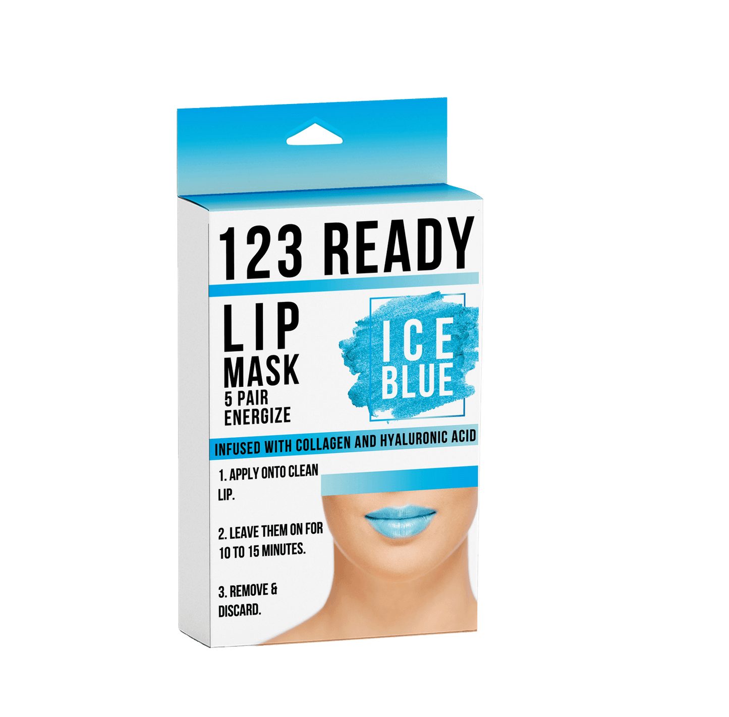 123 Ready ICE BLUE ENERGIZE GEL LIP PATCHES 5PC