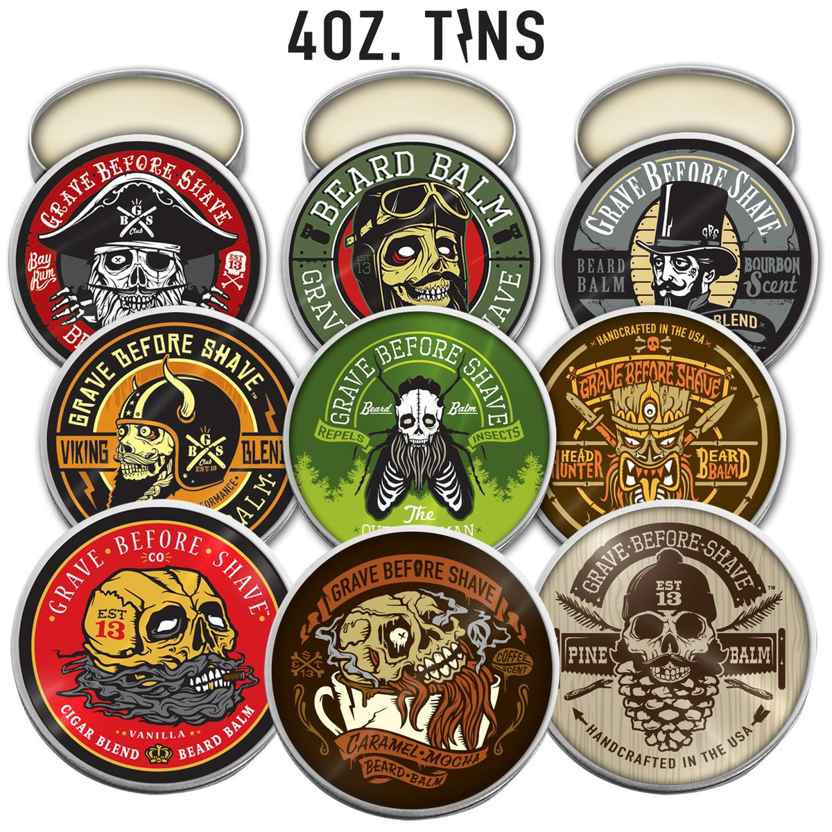 LATAS GRANDES DE 4 OZ. BÁLSAMO GRAVE PARA ANTES DEL AFEITADO DE LA BARBA™