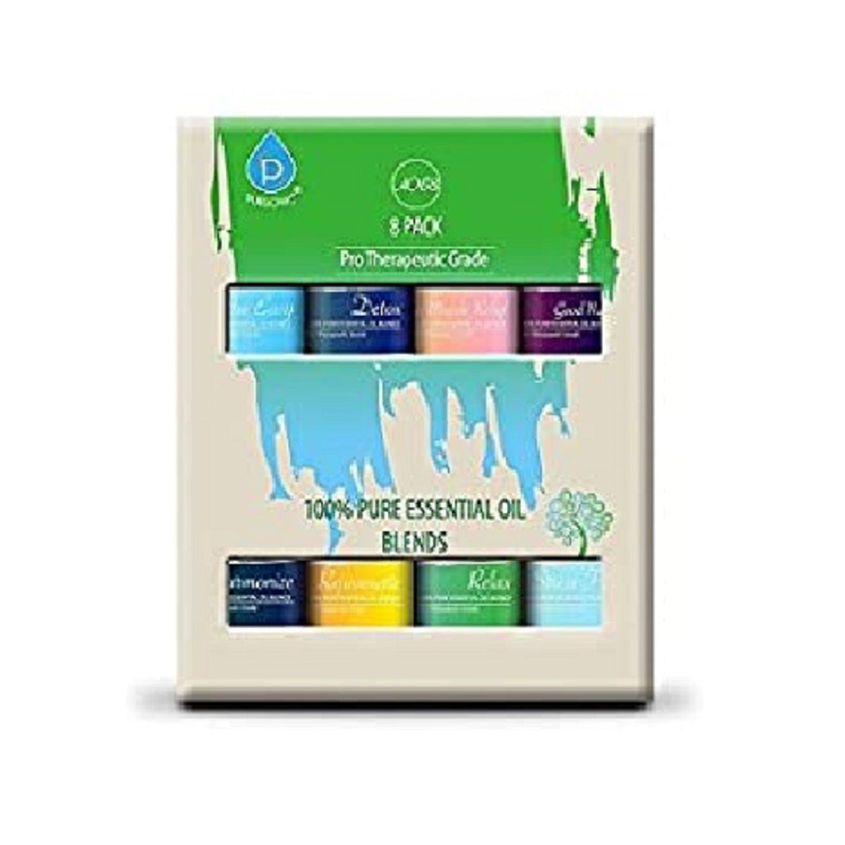Paquete de 8 aceites esenciales de aromaterapia 100 % puros