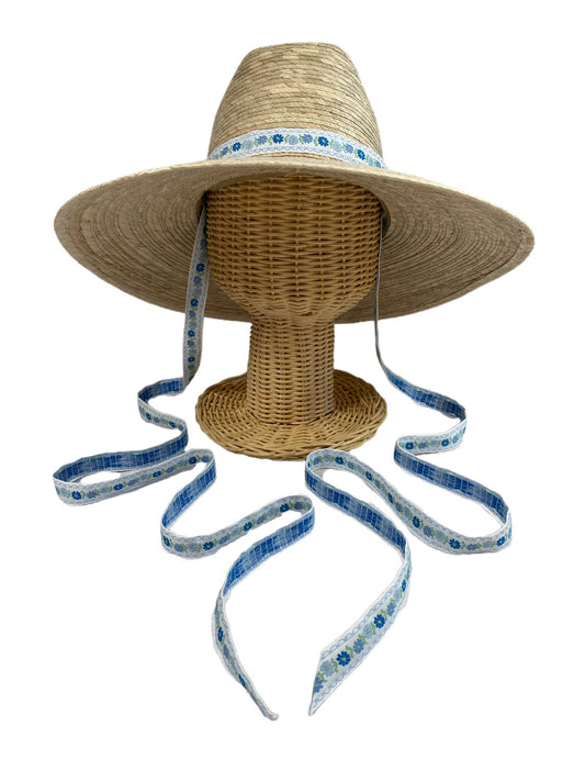 Vintage Blue Primrue Floral Ribbon - Long