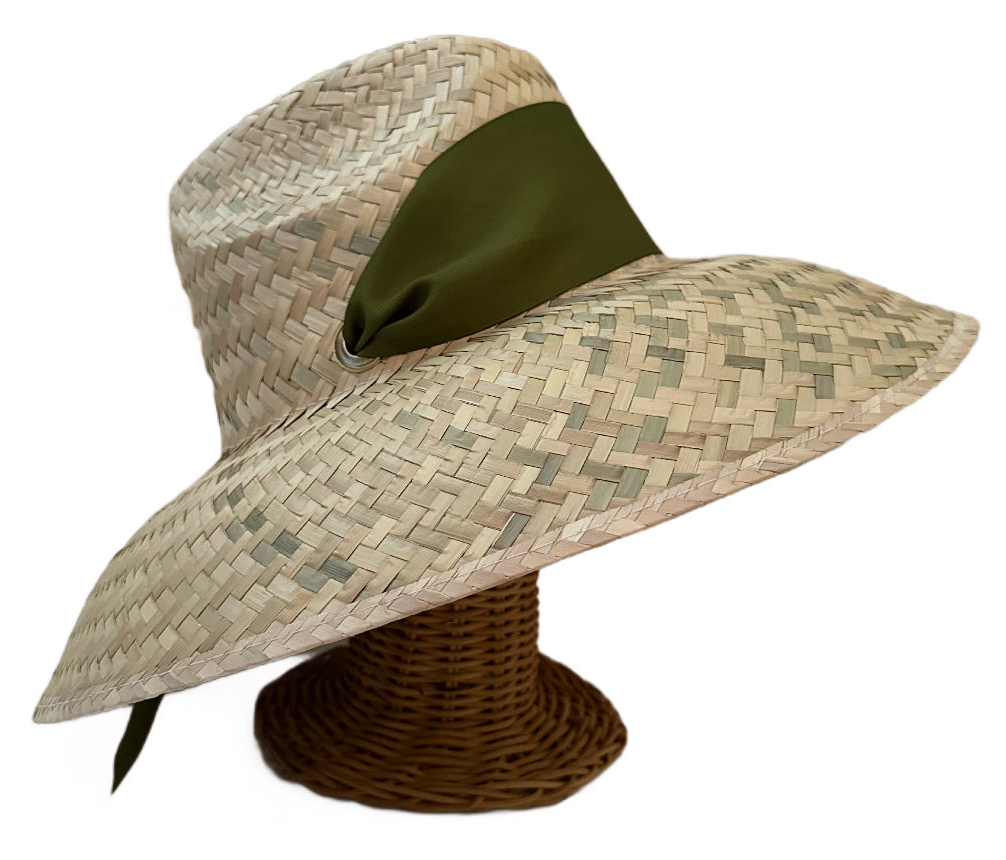 Begonia Sun Hat - Olive Green Wide & Short Grosgrain Ribbon