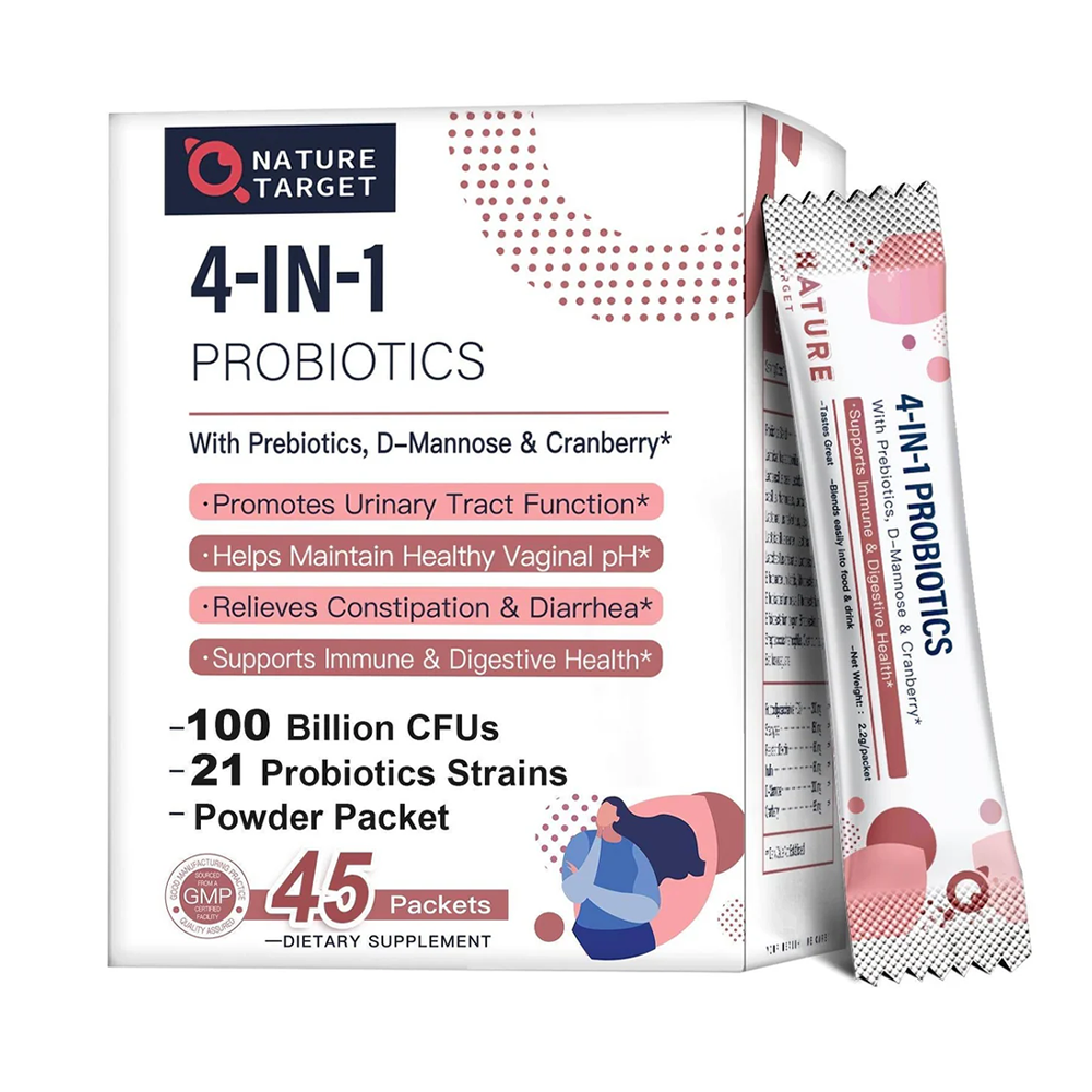 Women's Probiotics 100 Billion CFUs, 21 Strains + Prebiotics, D-Mannose & Cranberry, 45 Servings