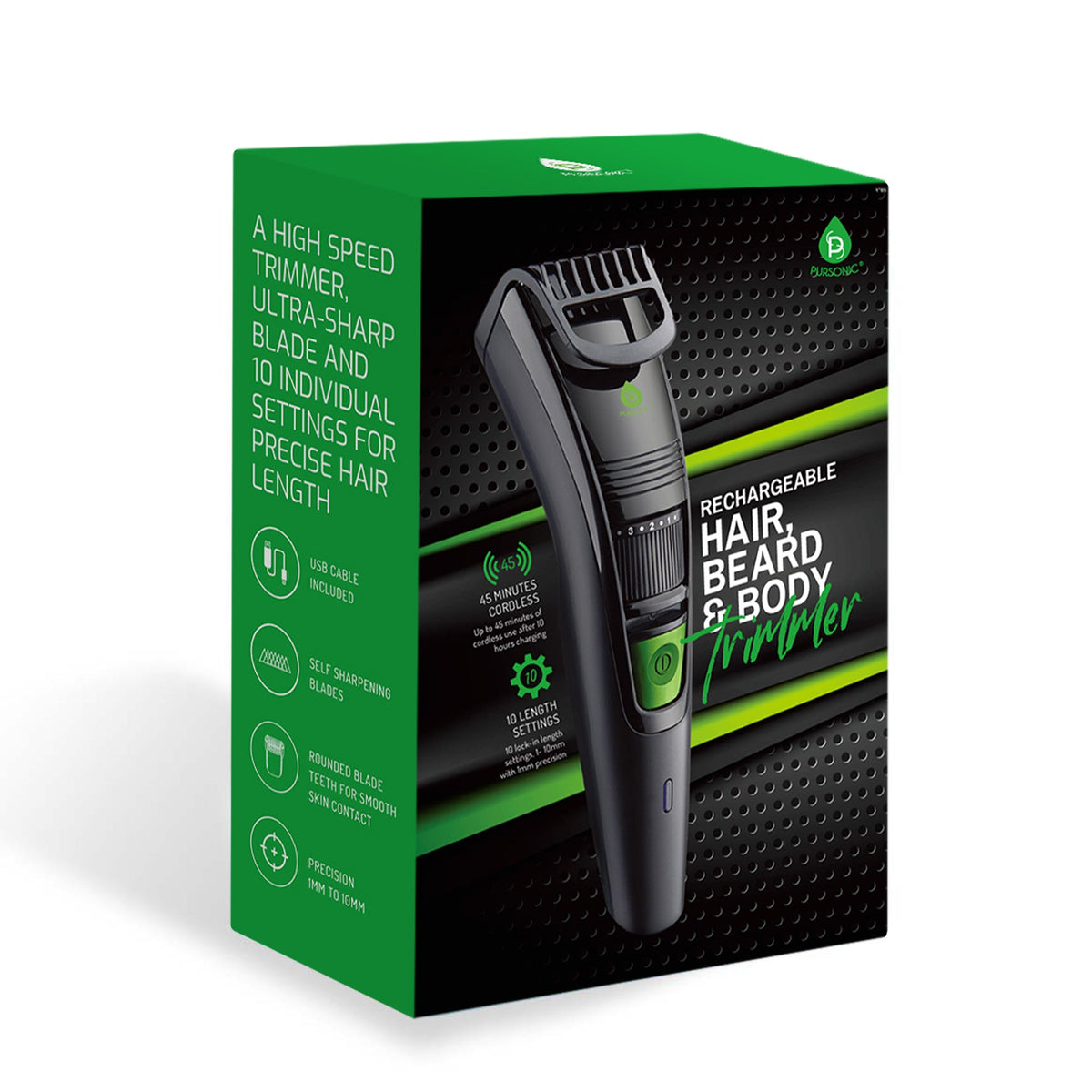 Recortadora de barba y cuerpo recargable
