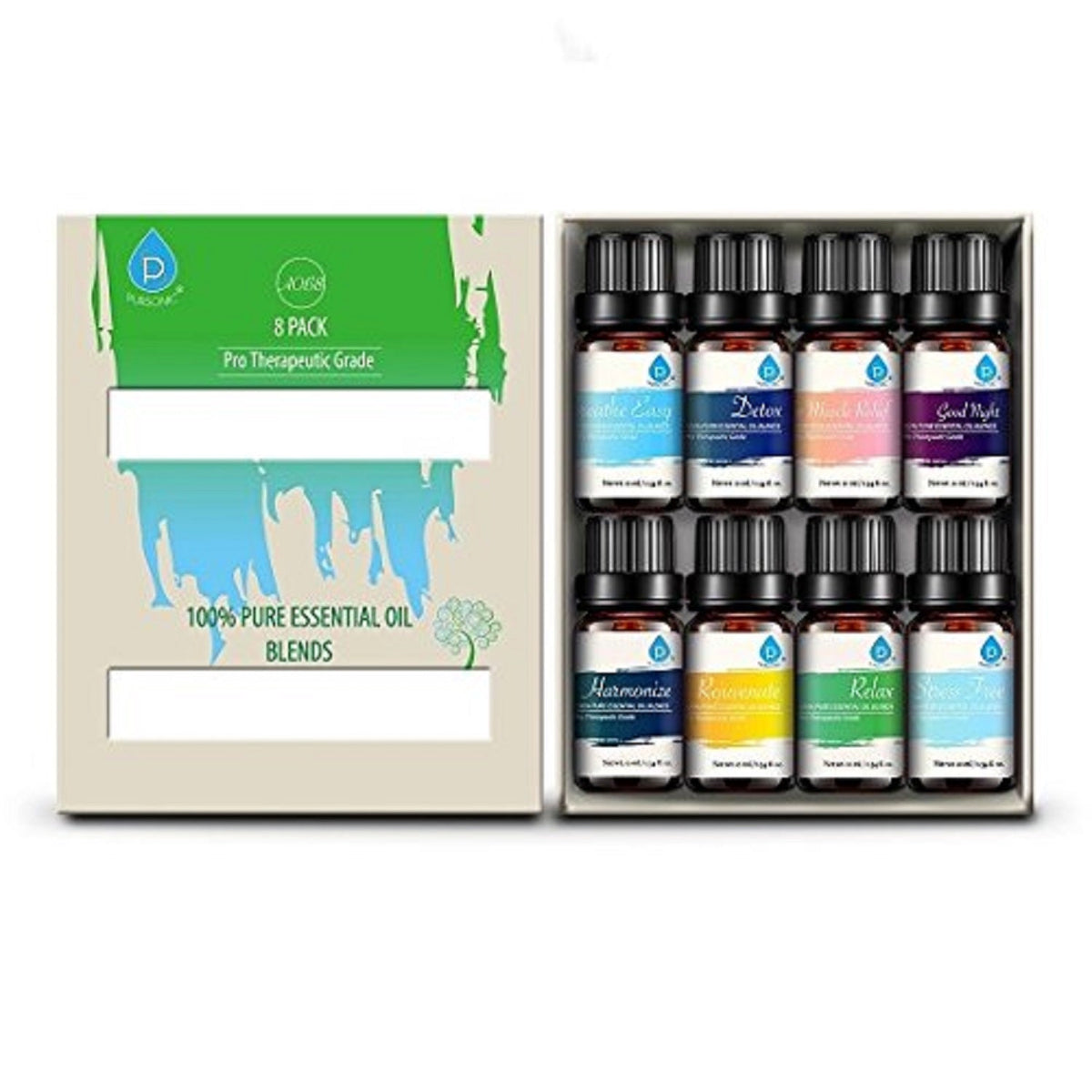 Paquete de 8 aceites esenciales de aromaterapia 100 % puros