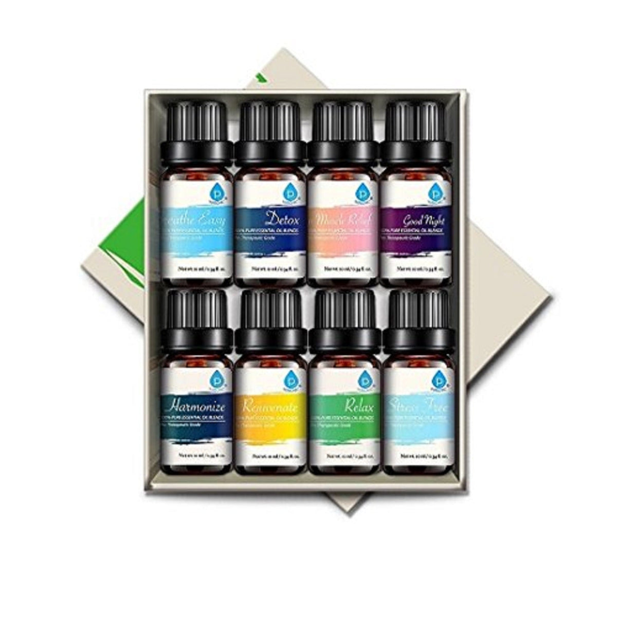 Paquete de 8 aceites esenciales de aromaterapia 100 % puros
