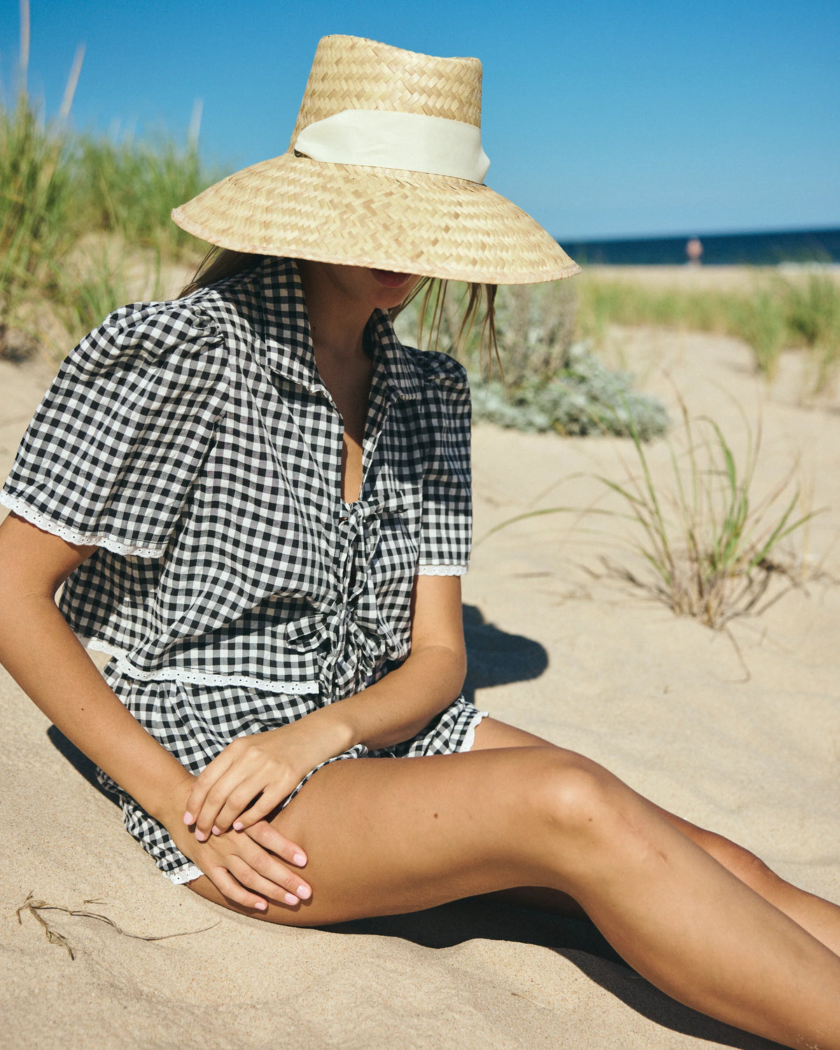 Amaryllis Sun Hat - White Wide & Short Grosgrain Ribbon