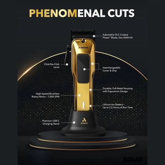 Andis 562060 Phenom Professional Cord/Cordless Hair Clipper, Gold