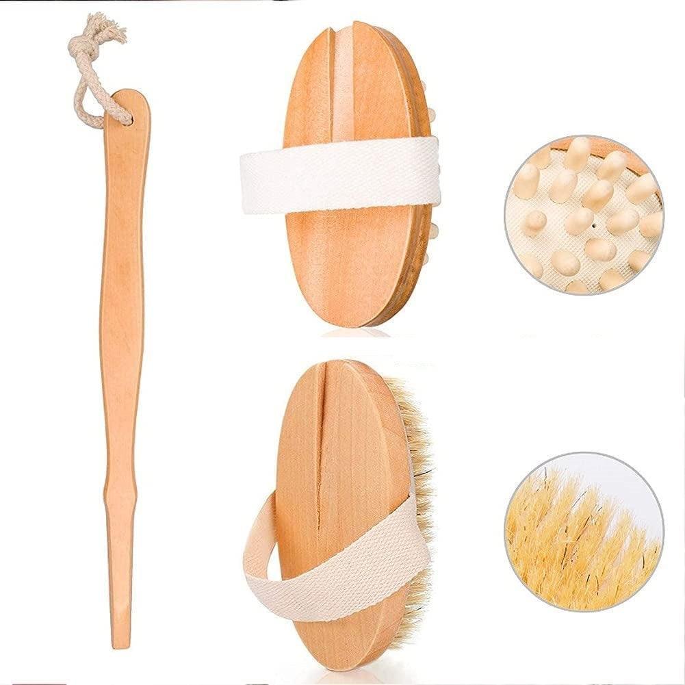 Luxuriate in the Best Shower & Bath Spa Set: Dry Brush, Stone Brush, Loofah Sponge