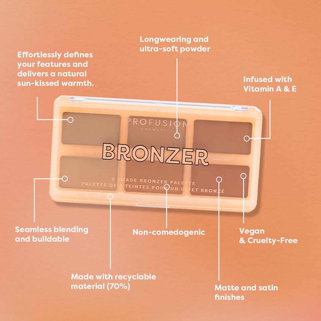 Paleta de 6 tonos bronceadores para rostro